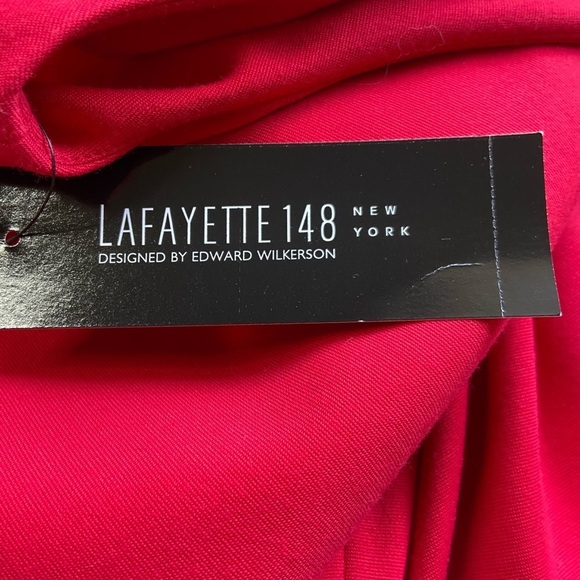 Lafayette 148 New York Dress Sheath Ruffle Sz 12 Red Office Event Designer NWT - Picture 5 of 10